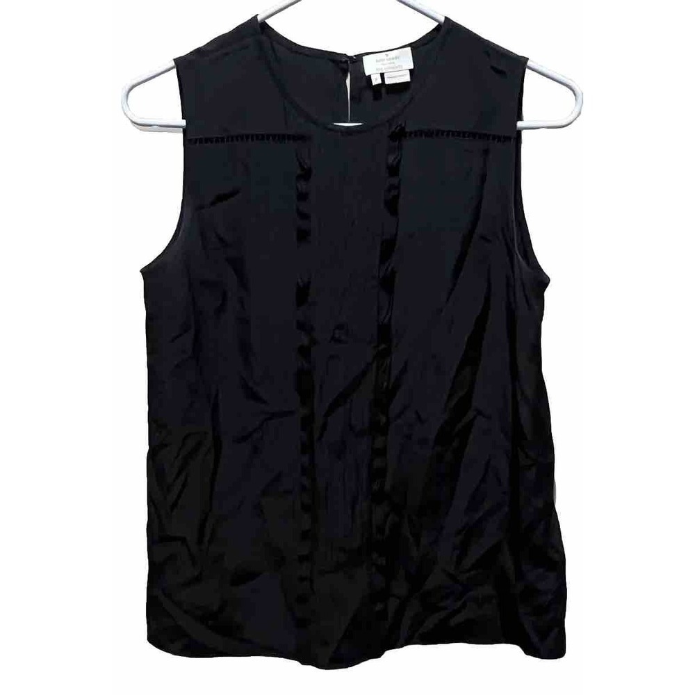 Kate Spade Live Colorfully Womens Top Sleeveless Black 100% Silk Sz‎ 2